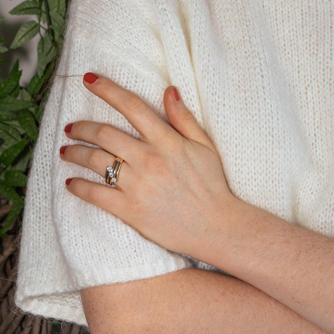 Ring  Yellow gold trilogy  diamond