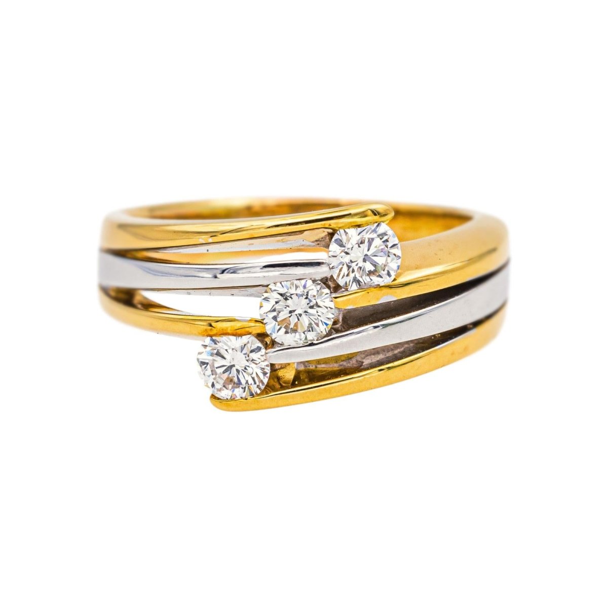 Ring  Yellow gold trilogy  diamond