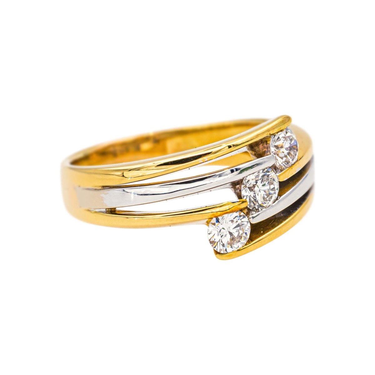 Ring  Yellow gold trilogy  diamond
