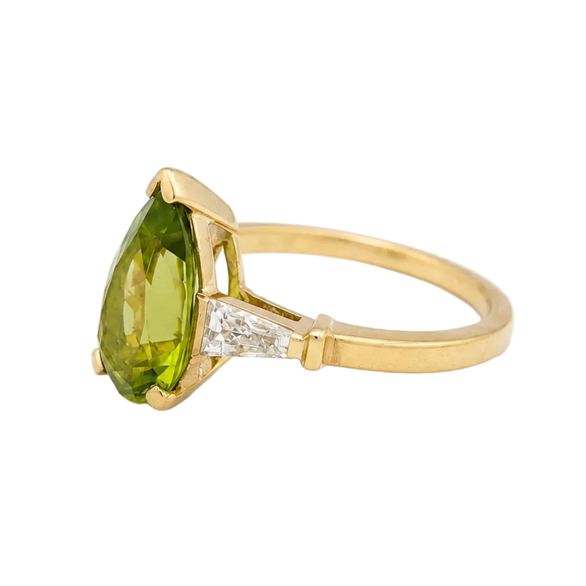 Bague Trilogie en or jaune, péridot et diamants - Castafiore