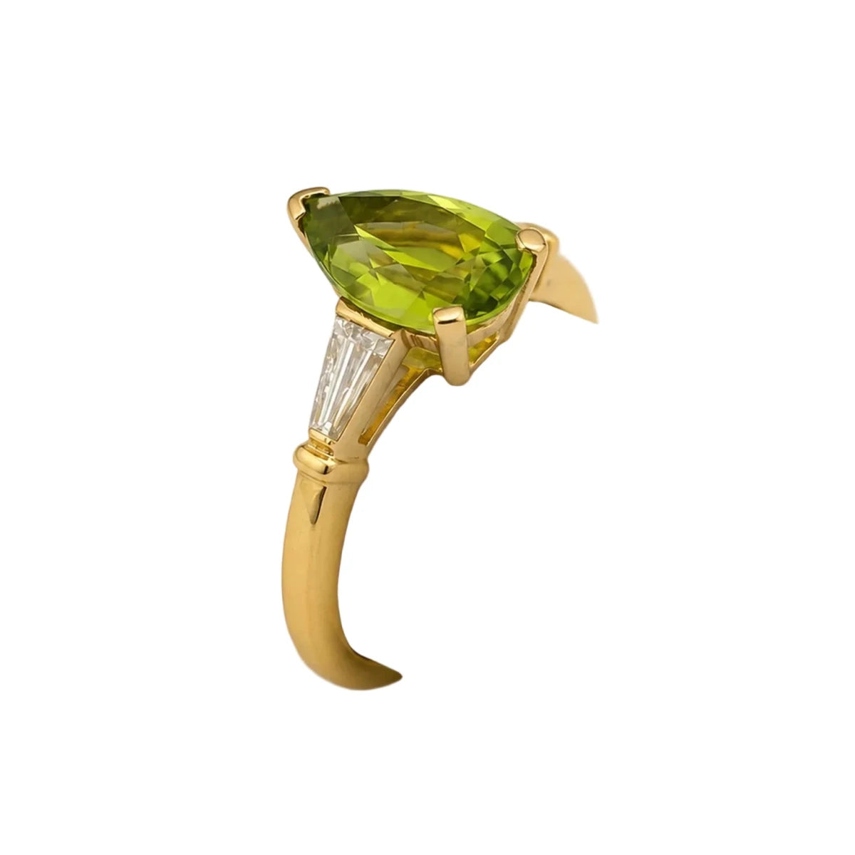 Bague Trilogie en or jaune, péridot et diamants - Castafiore