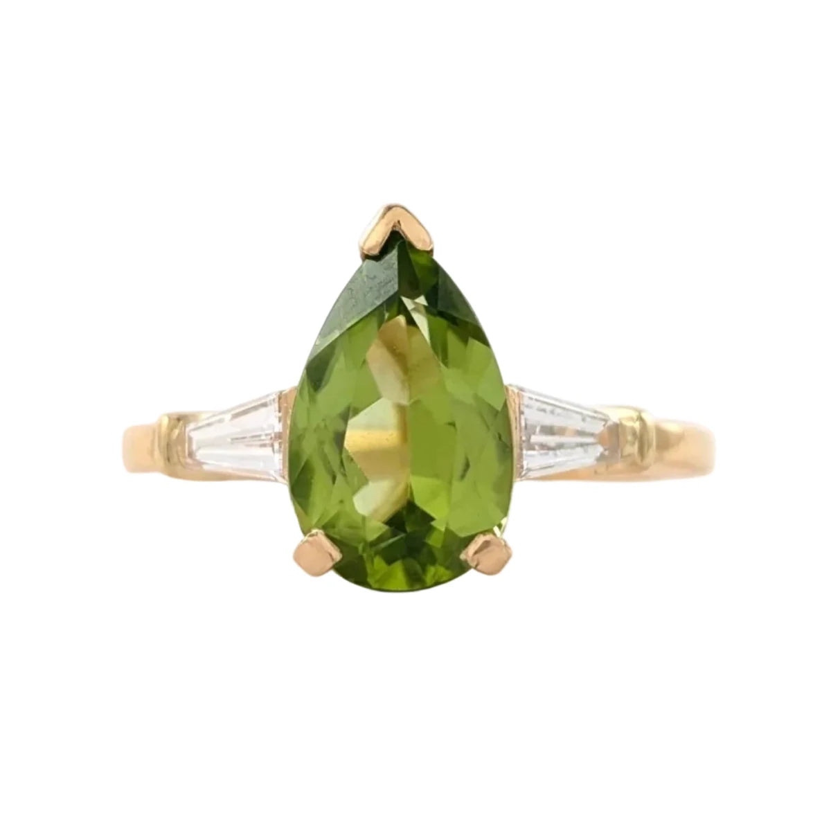 Bague Trilogie en or jaune, péridot et diamants - Castafiore