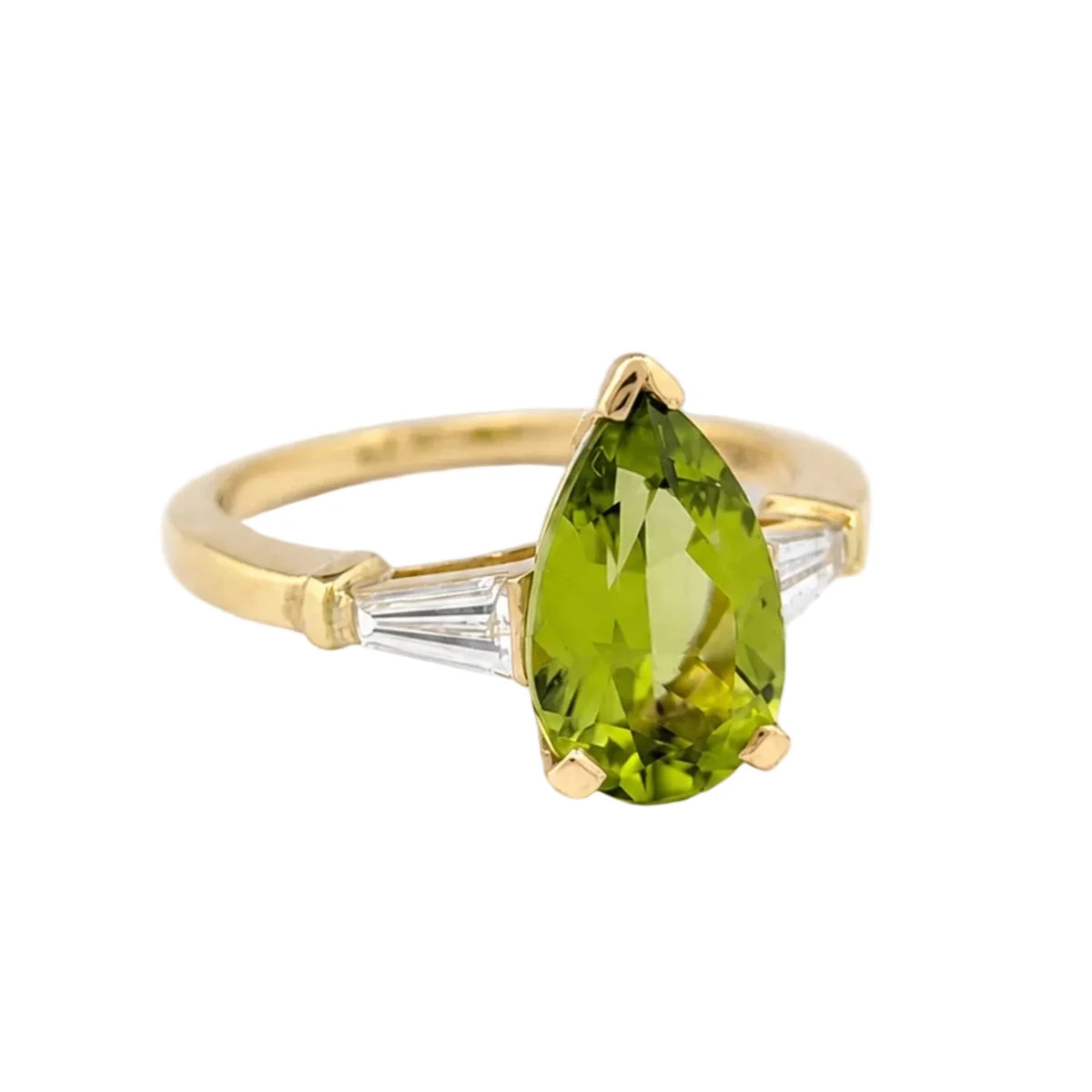 Bague Trilogie en or jaune, péridot et diamants - Castafiore