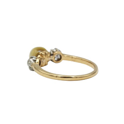 Bague Trilogie en or jaune, perle et diamants - Castafiore