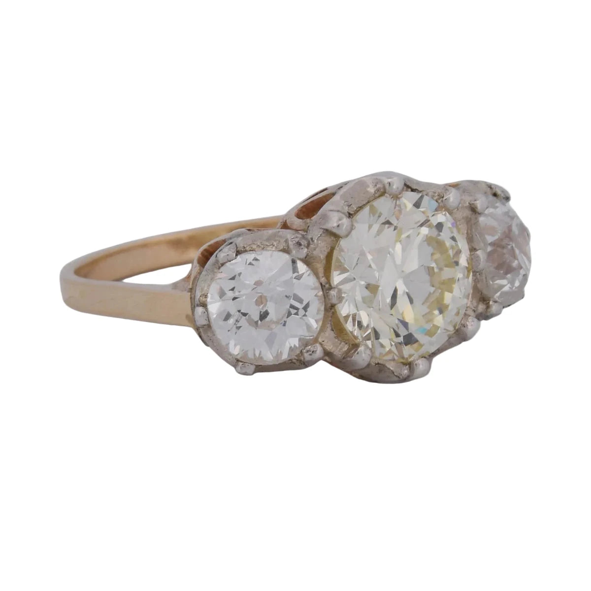 Bague Trilogie en or jaune, platine et diamants - Castafiore