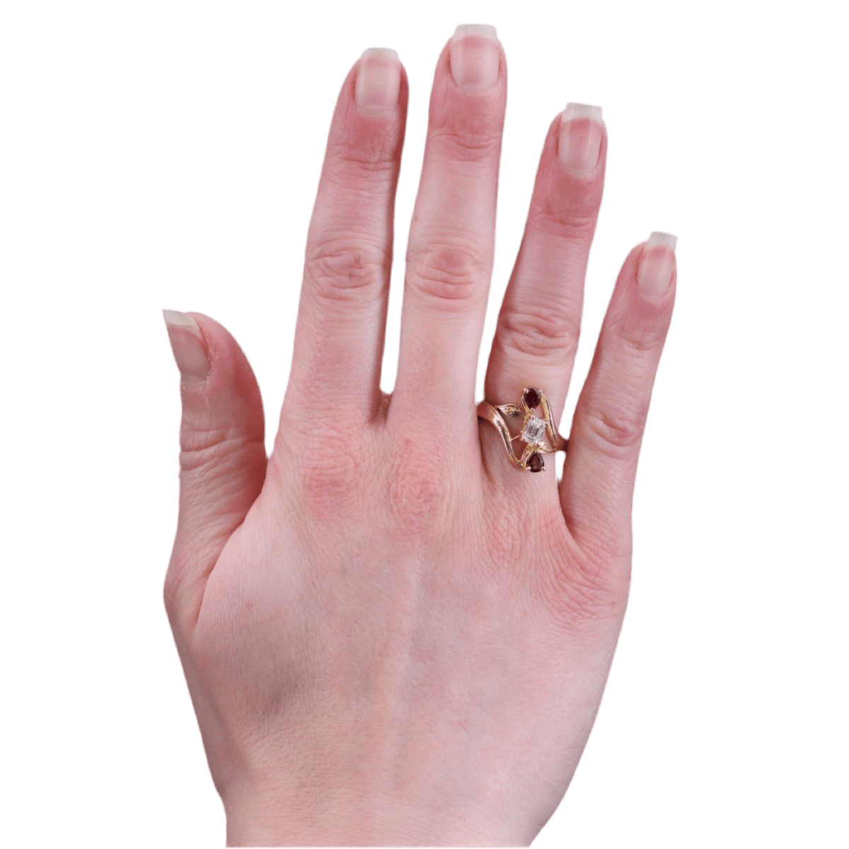 Bague Trilogie en or jaune, rubis et diamant - Castafiore