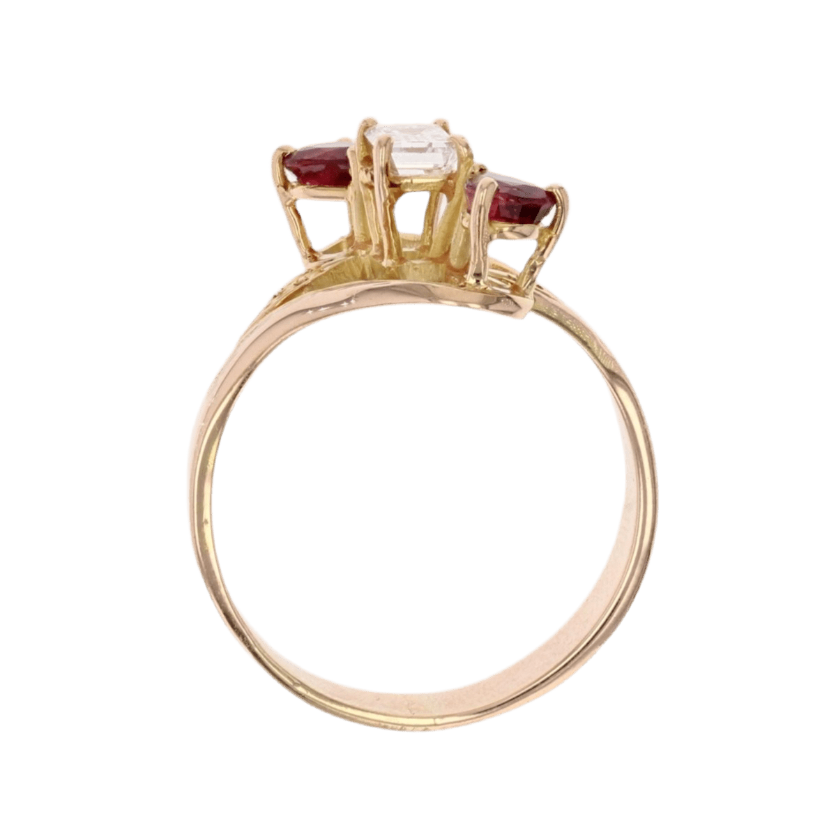 Bague Trilogie en or jaune, rubis et diamant - Castafiore