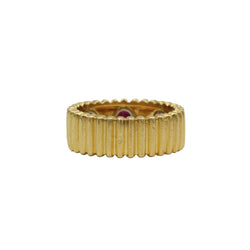 Bague Trilogie en or jaune, rubis et diamants - Castafiore