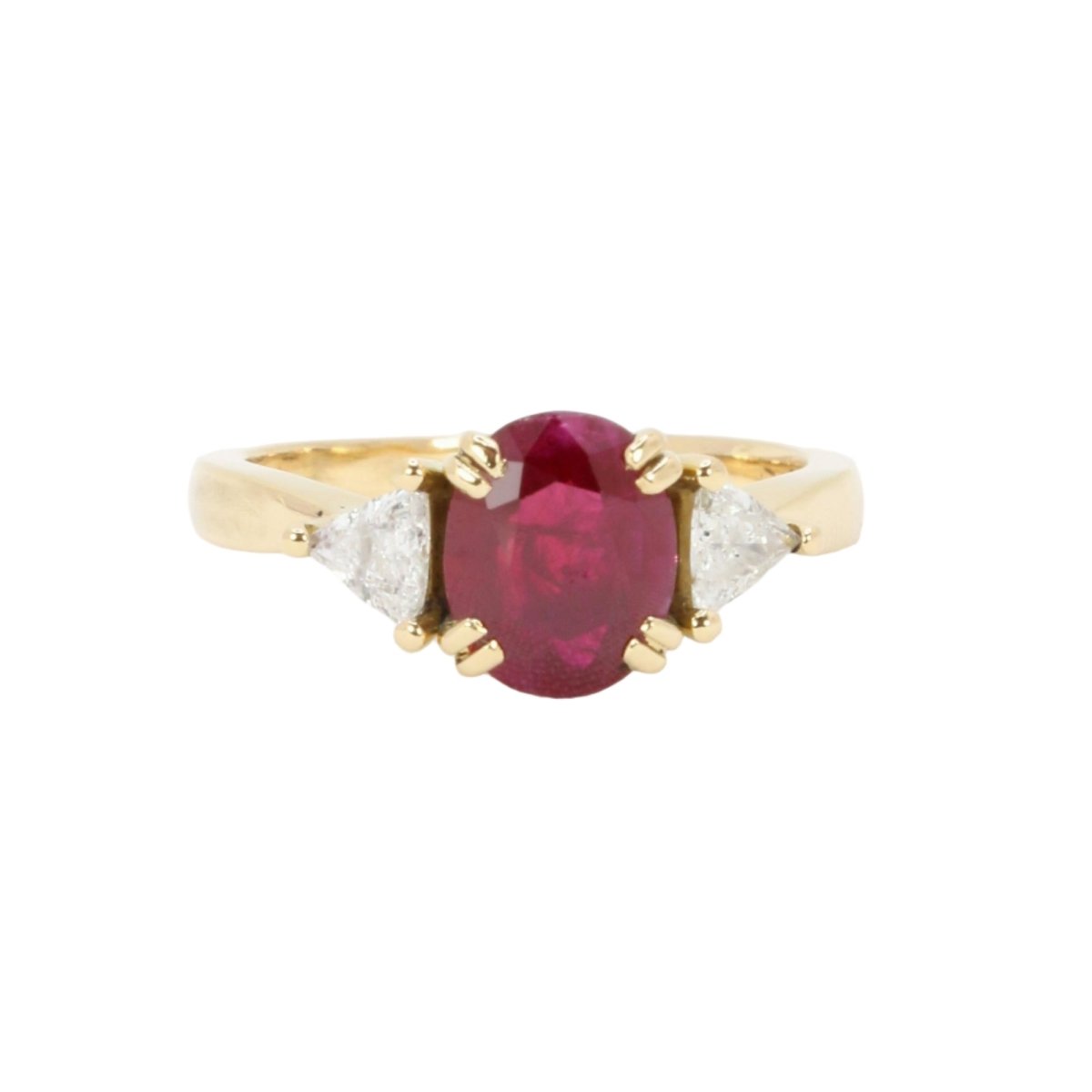 Bague Trilogie en or jaune, rubis et diamants - Castafiore