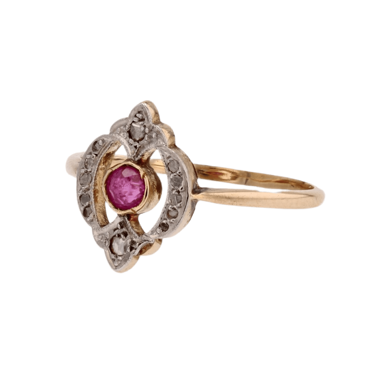 Bague Trilogie en or jaune, rubis et diamants - Castafiore