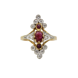 Bague Trilogie en or jaune, rubis et diamants - Castafiore