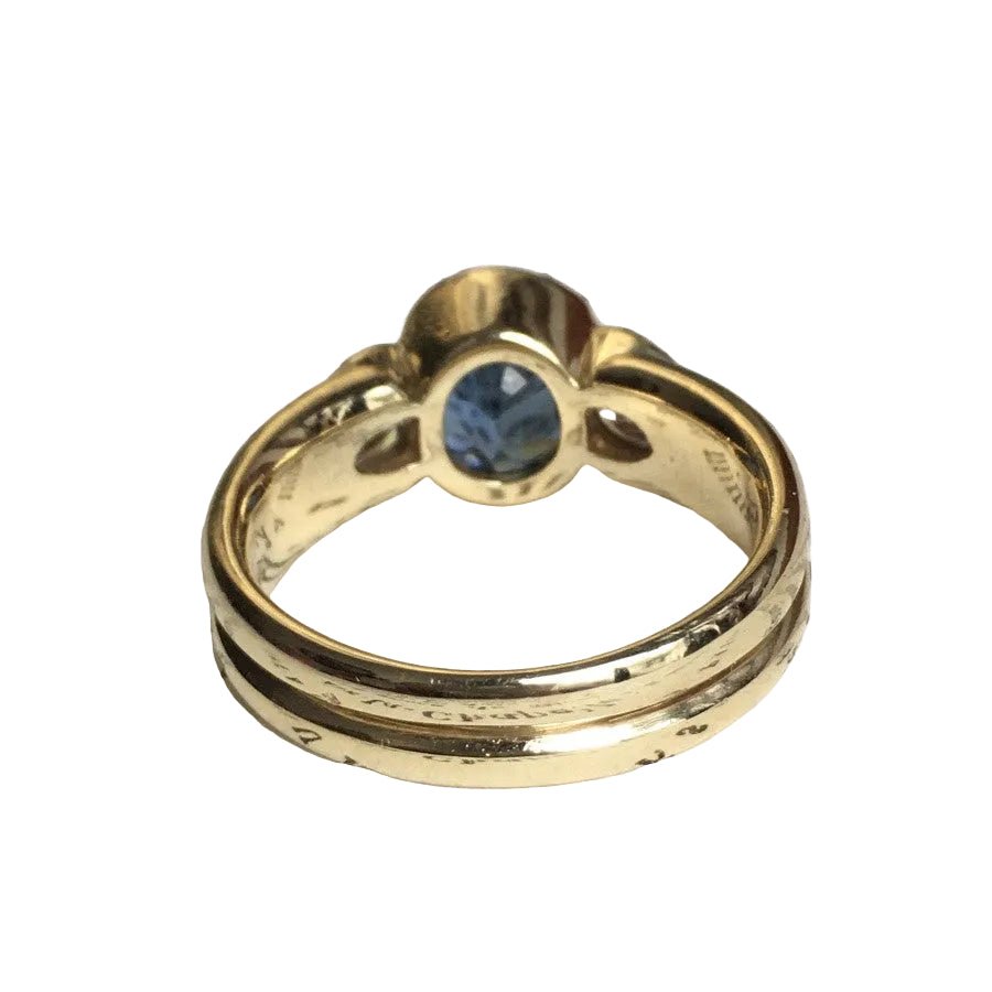 Bague Trilogie en or jaune, saphir et diamants - Castafiore