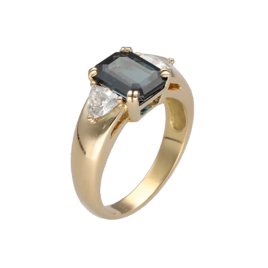 Bague Trilogie en or jaune, saphir et diamants - Castafiore