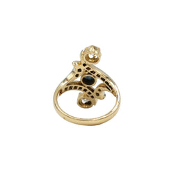 Bague Trilogie en or jaune, saphir et diamants - Castafiore