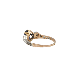 Bague Trilogie en or jaune, saphir et diamants - Castafiore