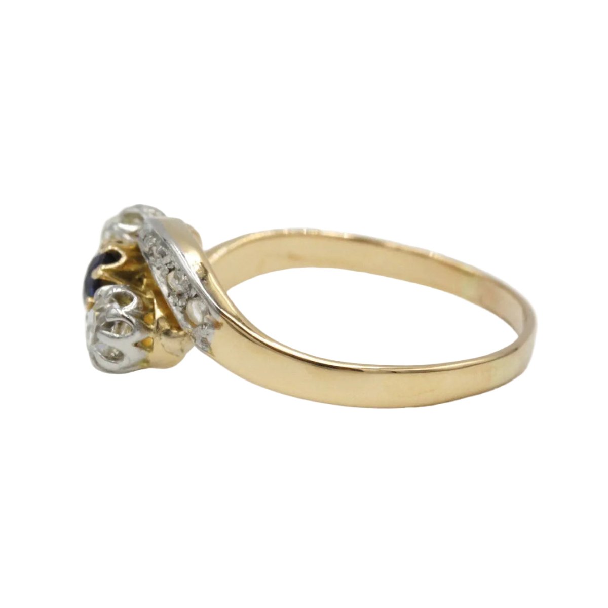 Bague Trilogie en or jaune, saphir et diamants - Castafiore