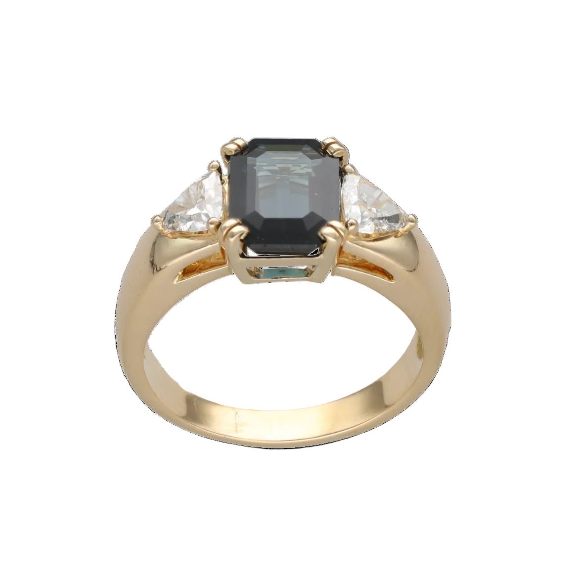 Bague Trilogie en or jaune, saphir et diamants - Castafiore