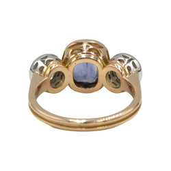 Bague Trilogie en or jaune, saphir et diamants - Castafiore