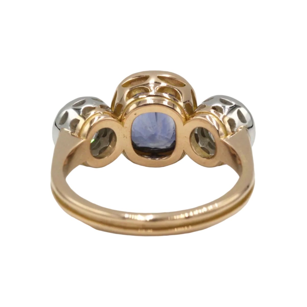 Bague Trilogie en or jaune, saphir et diamants - Castafiore