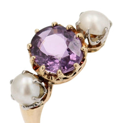 Bague Trilogie en or jaune, saphir et perles - Castafiore