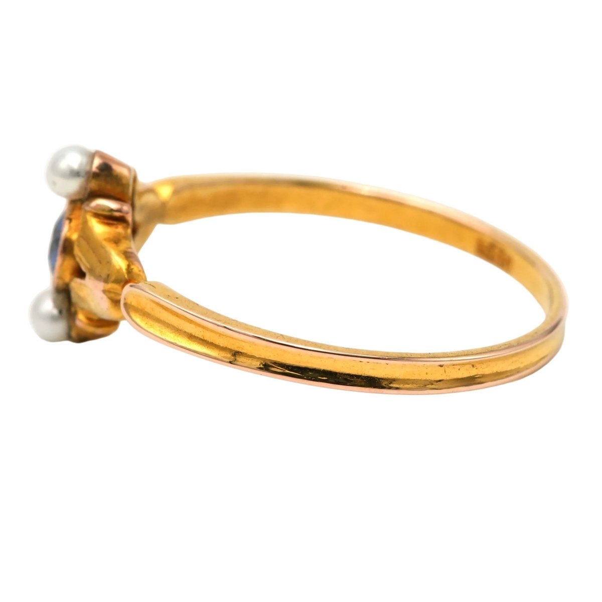 Bague Trilogie en or jaune, saphir et perles - Castafiore