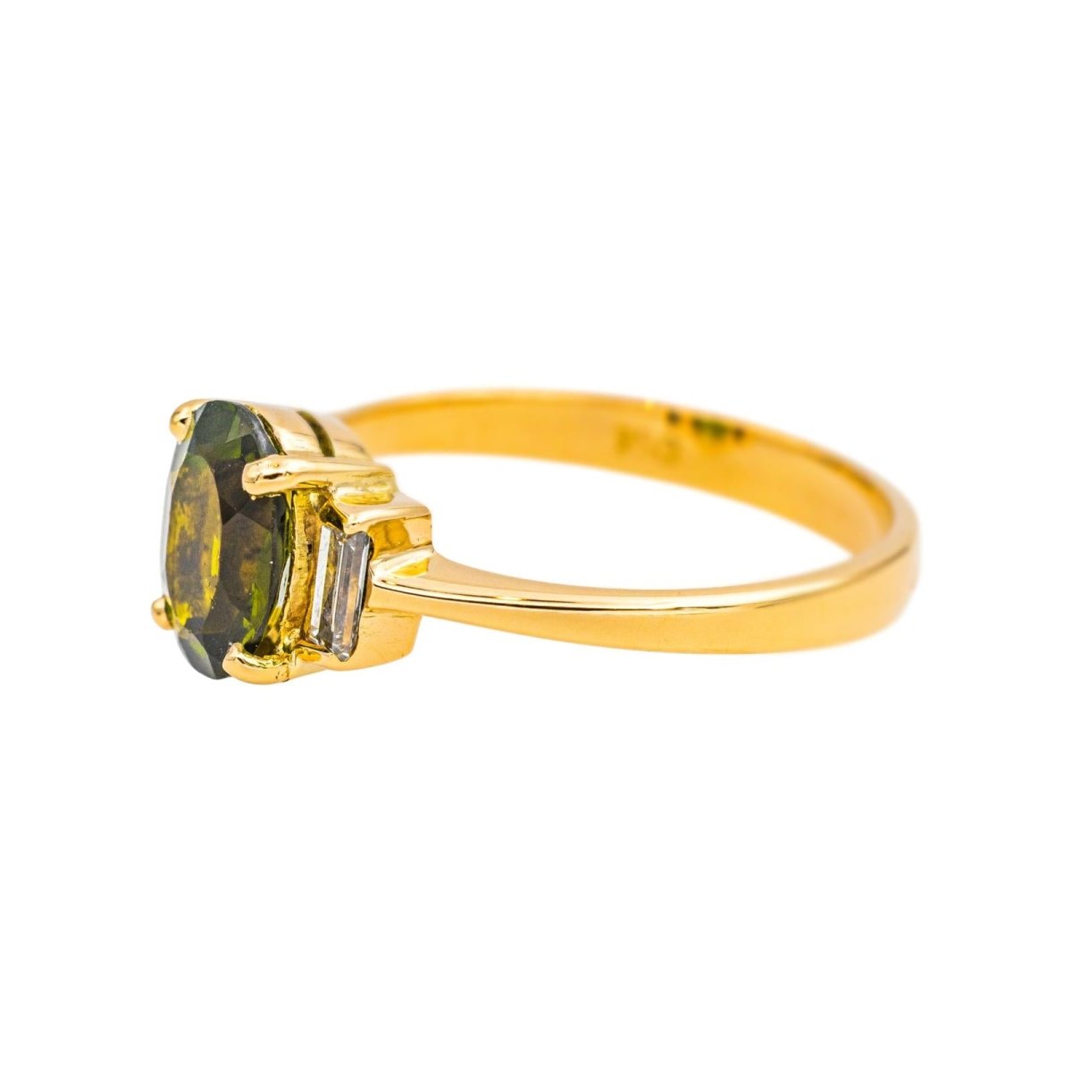 Bague Trilogie en or jaune, tourmaline et diamants - Castafiore