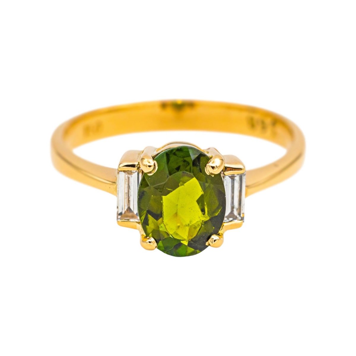 Bague Trilogie en or jaune, tourmaline et diamants - Castafiore