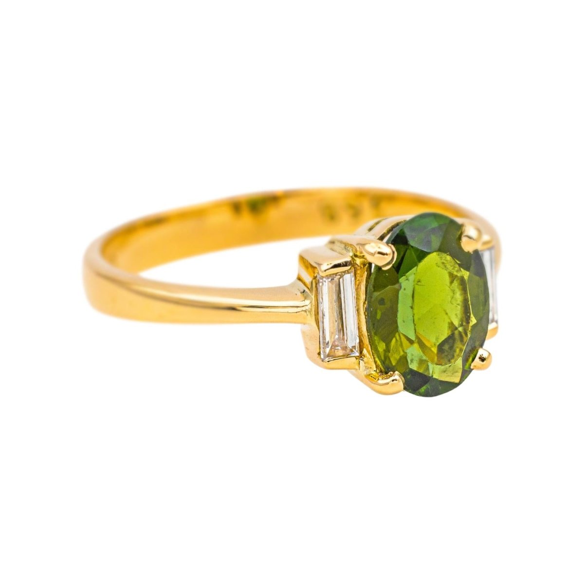 Bague Trilogie en or jaune, tourmaline et diamants - Castafiore