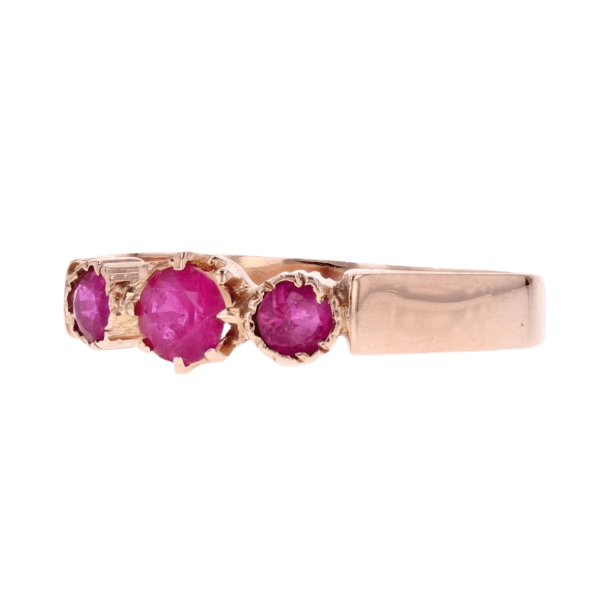 Bague Trilogie en or rose et rubis - Castafiore