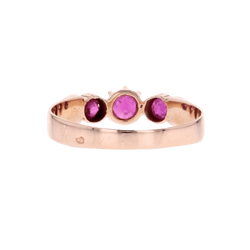 Bague Trilogie en or rose et rubis - Castafiore