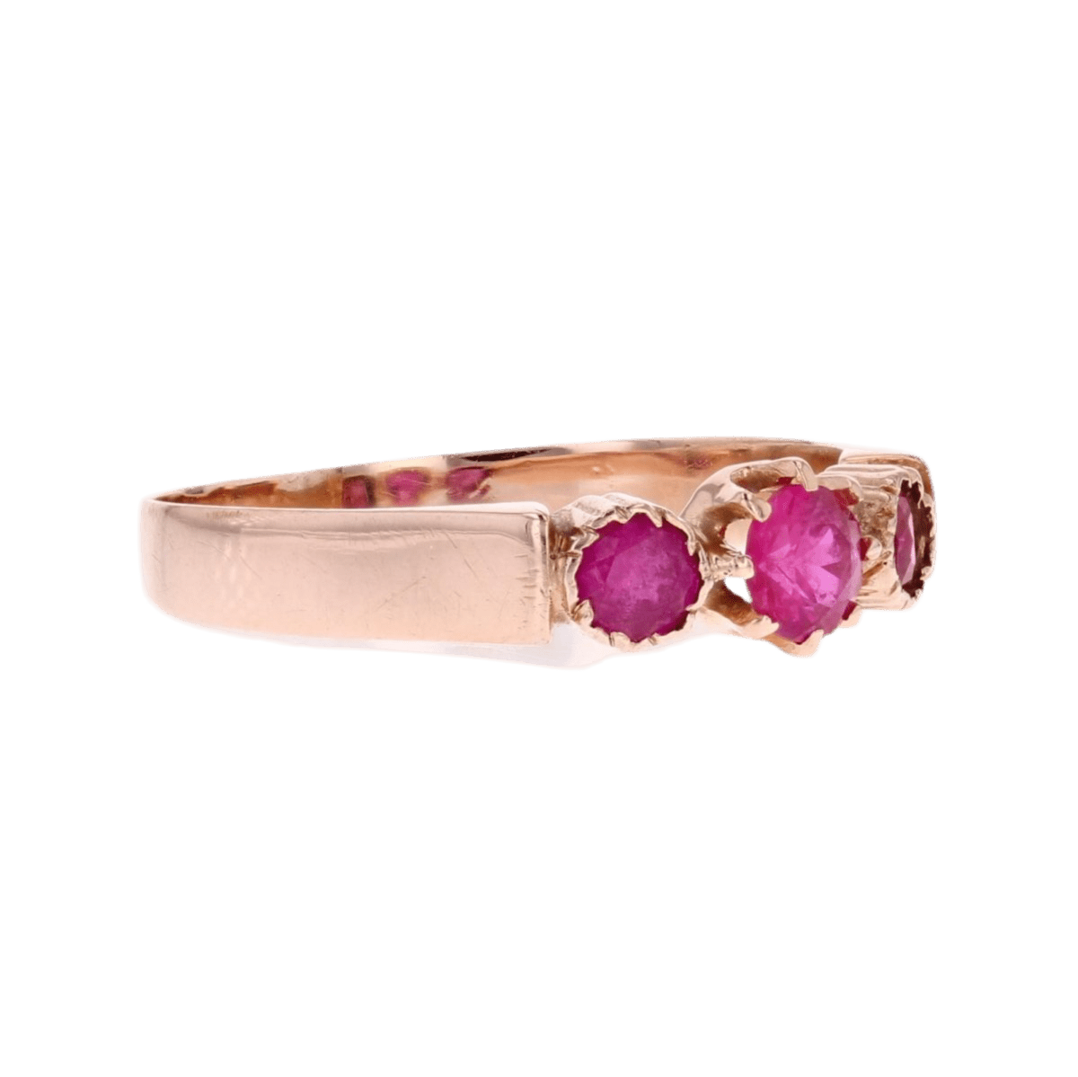 Bague Trilogie en or rose et rubis - Castafiore