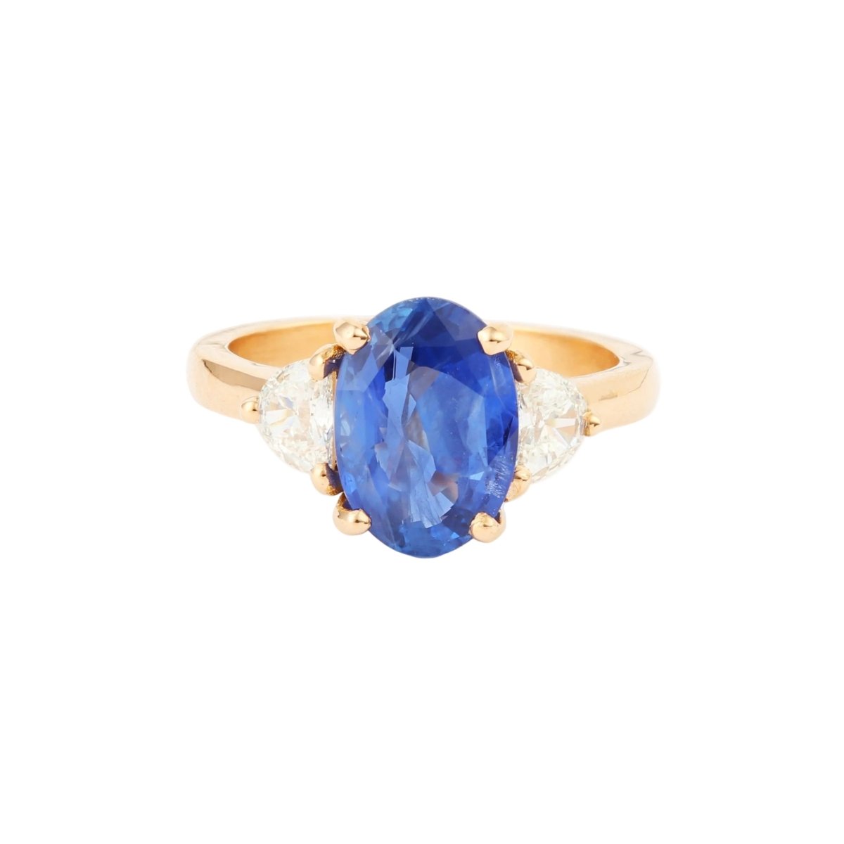 Bague Trilogie en or rose, saphir et diamants - Castafiore