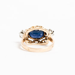 Bague Trilogie en or rose, saphir et diamants - Castafiore