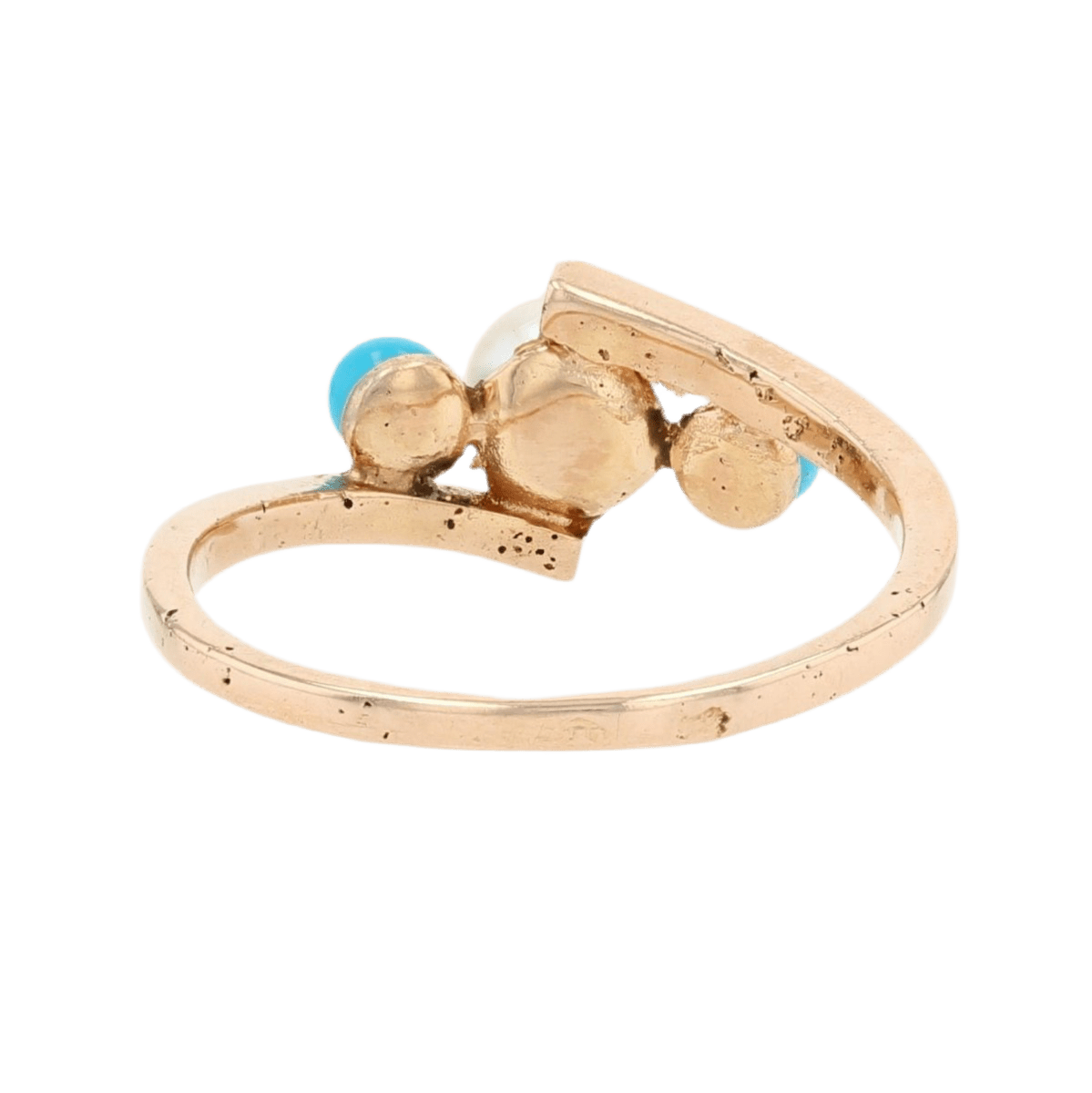 Bague Trilogie en or rose, turquoise et perles - Castafiore