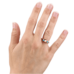 Bague Trilogie en or rose, turquoise et perles - Castafiore