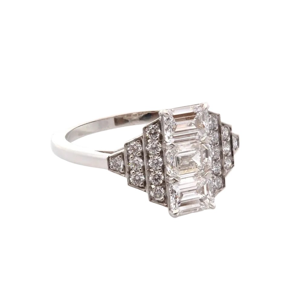 Bague Trilogie en platine et diamants - Castafiore