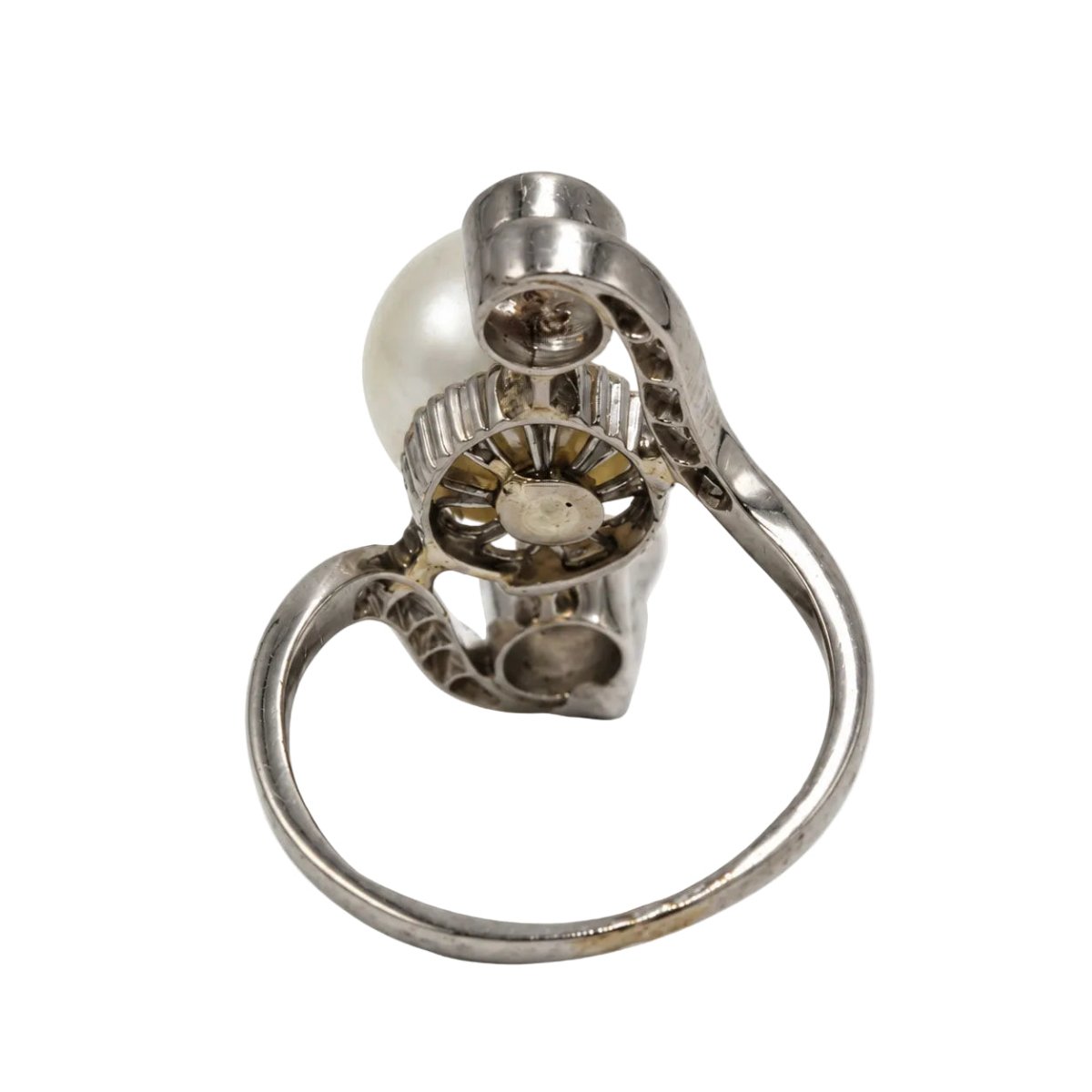 Bague Trilogie en platine, perle et diamants - Castafiore