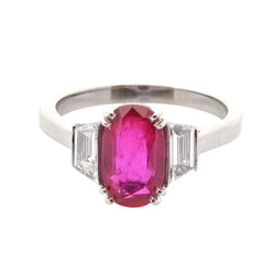 Ring 2.55cts unheated ruby and diamonds