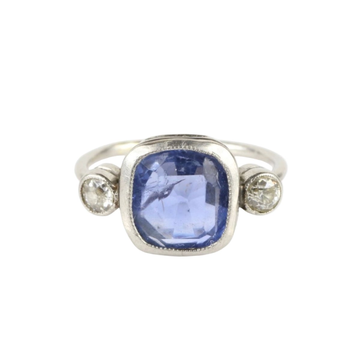 Bague Trilogie en platine, saphir et diamants - Castafiore