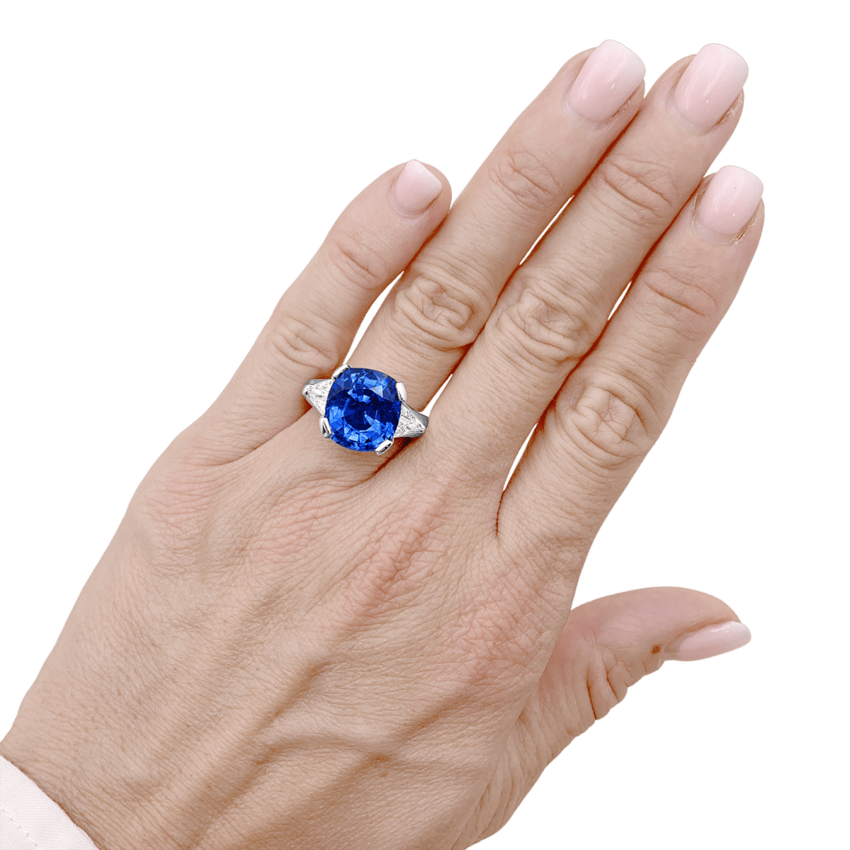 Bague Trilogie en platine, saphir et diamants - Castafiore