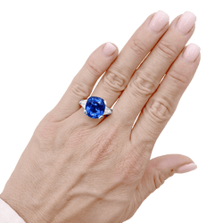 Bague Trilogie en platine, saphir et diamants - Castafiore