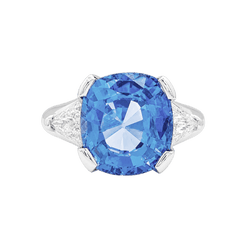 Bague Trilogie en platine, saphir et diamants - Castafiore