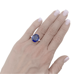 Bague Trilogie HARRY WINSTON en platine, saphir et diamants - Castafiore