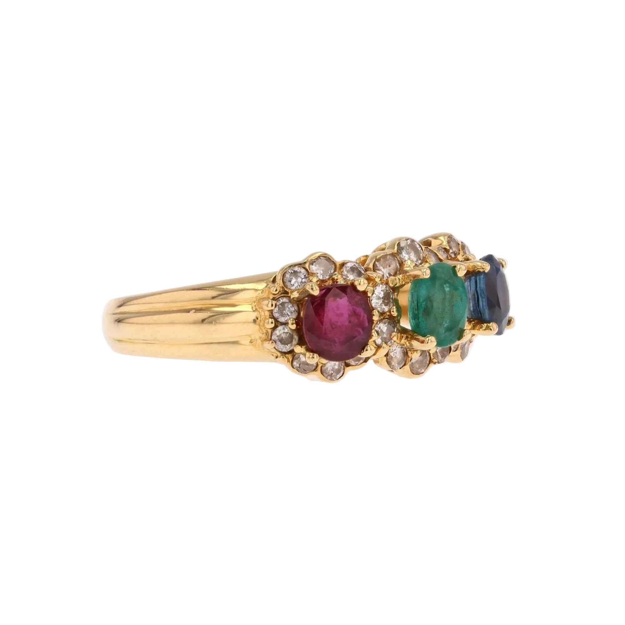 Bague émeraude saphir rubis diamants