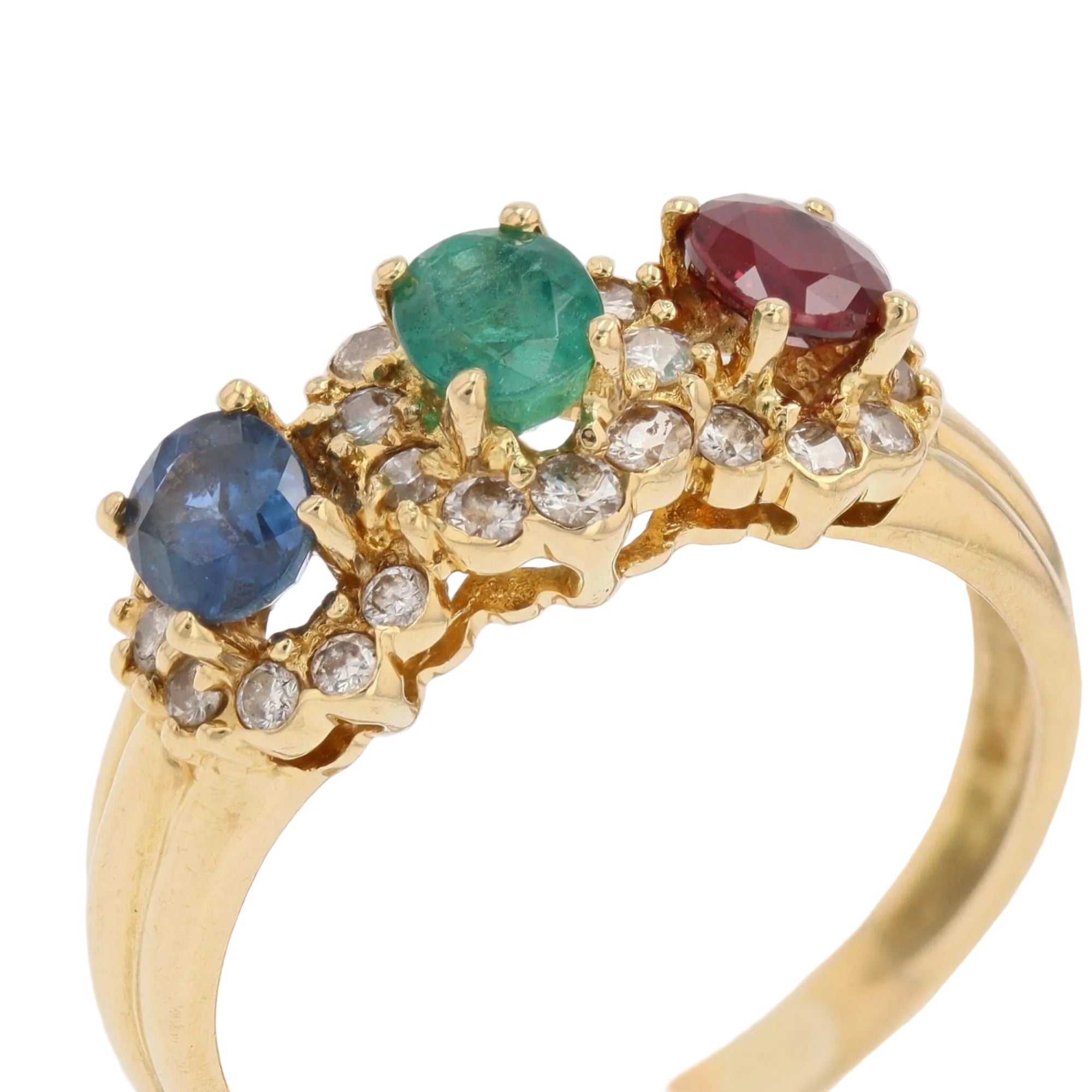 Ring emerald sapphire ruby diamonds