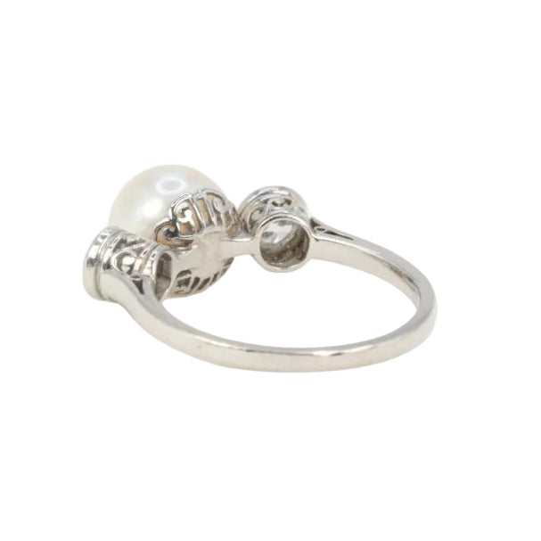 Bague trilogie platine perle diamants - Castafiore