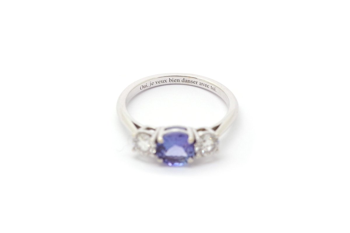 Bague trilogie tanzanite diamants en or - Castafiore