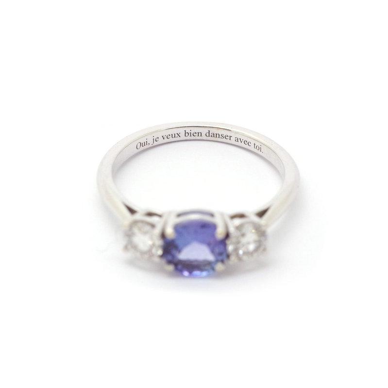 Bague trilogie tanzanite diamants en or - Castafiore