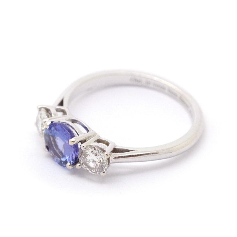 Bague trilogie tanzanite diamants en or - Castafiore