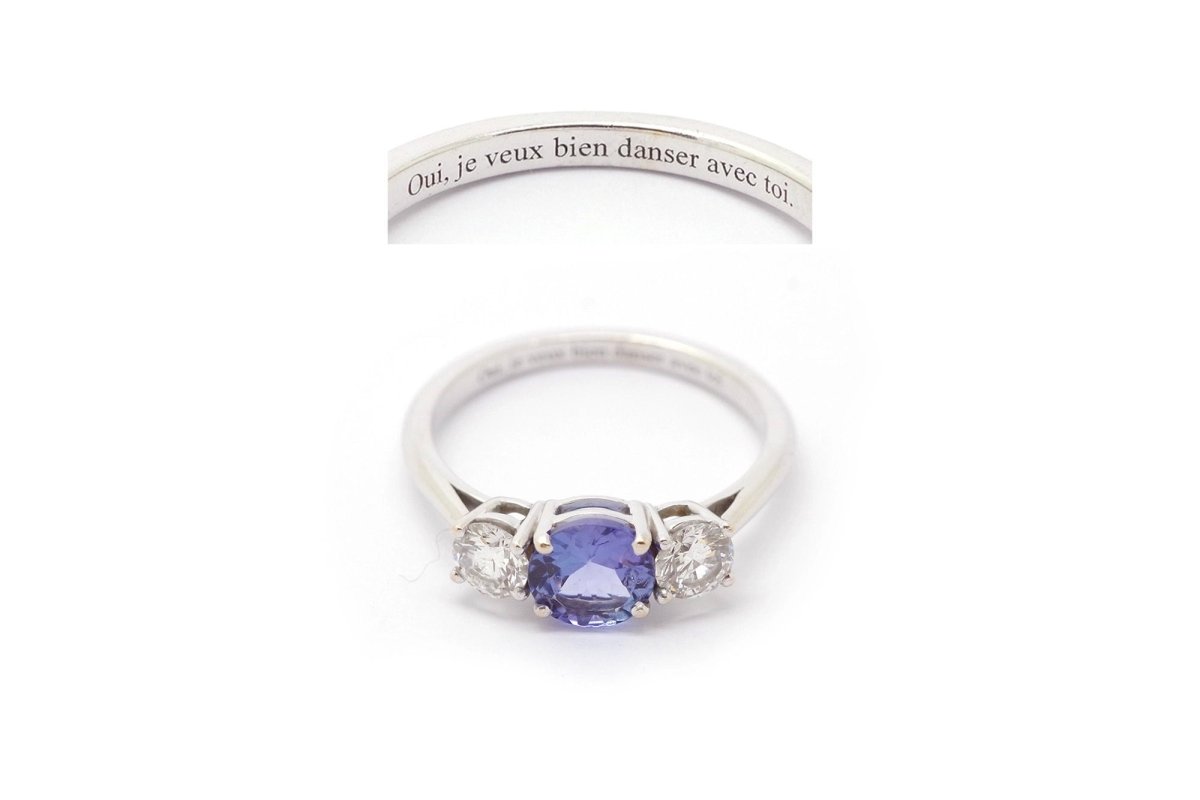 Bague trilogie tanzanite diamants en or - Castafiore